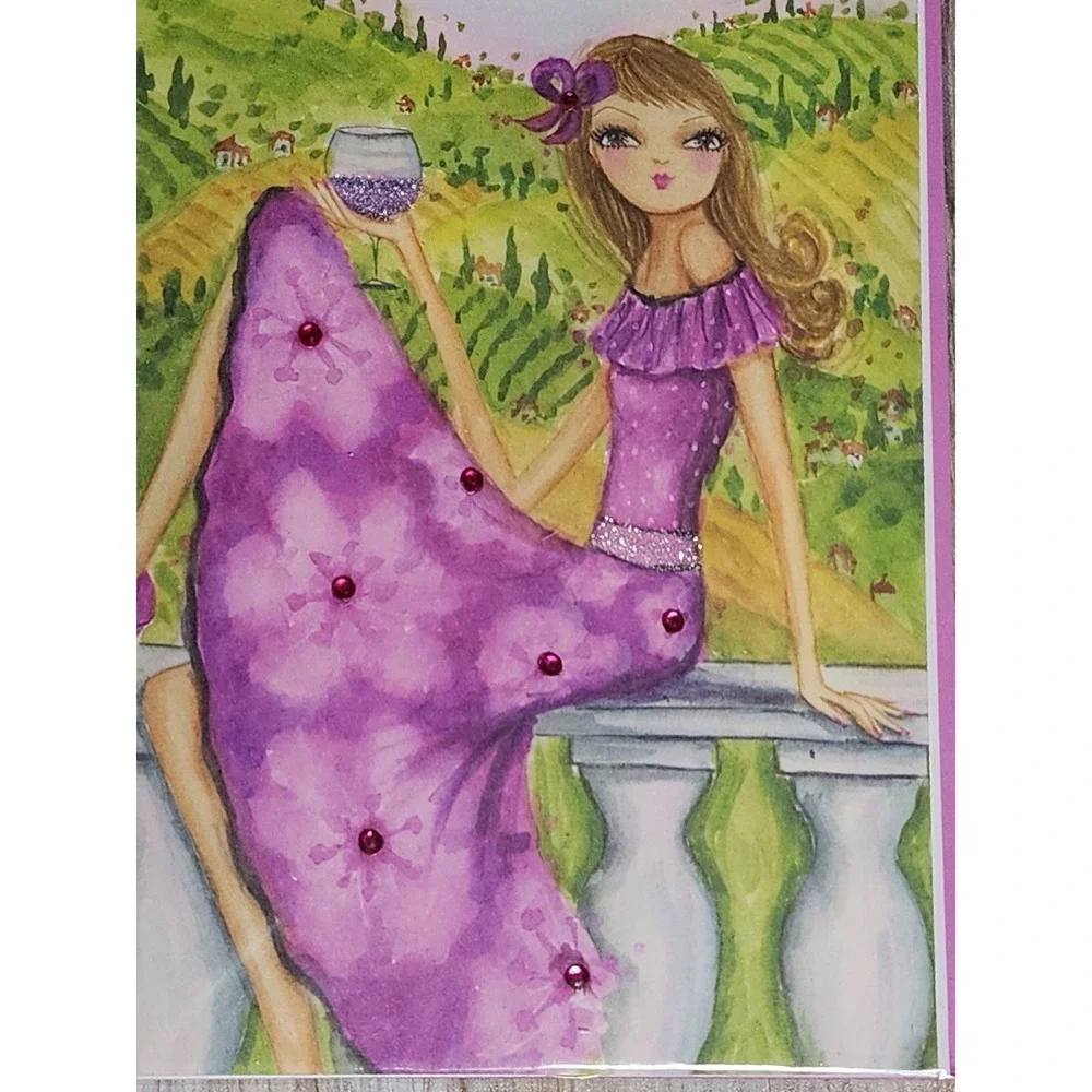 Papyrus Bella Pilar Glitter Beaded Sexy Girl's Night Friendship Greeting Card